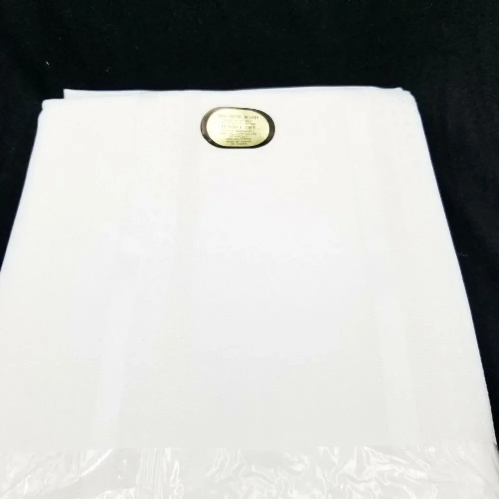Vintage Elrene Satin Stripe Fabric White Tablecloth Oblong 60 x 84 New
